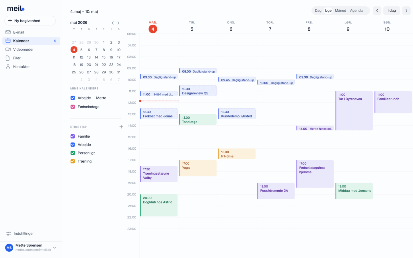 Forhåndsvisning af meil.dk kalender